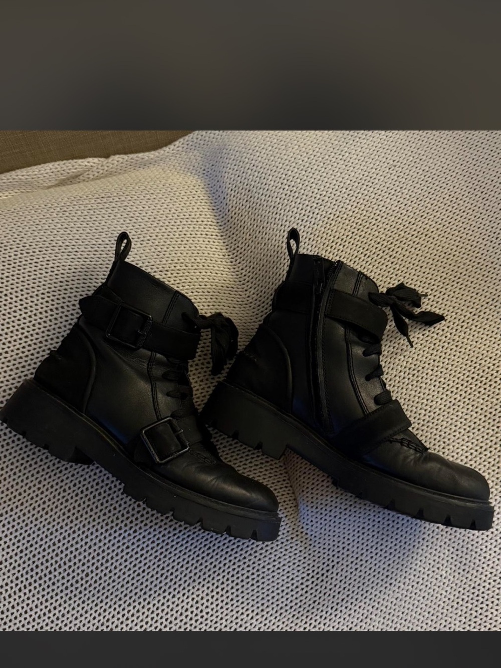 UGG Black Combat Boots - Stylish Lace-Up Ankle Boot